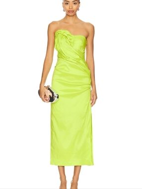 Acler | Dresses | Acler Palms Pleated Satin Midi Dress | Poshmark